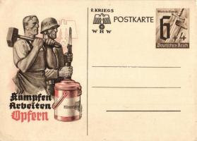 3 db régi német nemzetszocialista díjjegyes propaganda lap / 3 pre-1945 NSDAP German Nazi Party propaganda cards, labour movement, swastika; 6+4 Ga., 6 Ga.