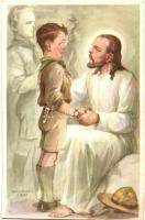 5 db régi Márton L. cserkész motívumlap. Cserkész levelezőlapok kiadóhivatala  / 5 pre-1945 scout bo...