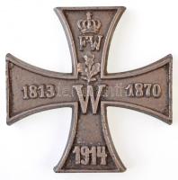 Német Birodalom ~1914. Vaskeresztet formáló fém, dísztárgy? (~103mm) T:2,2- German Empire ~1914. Metal decoration? in the form of an Iron Cross (~103mm) C:XF,VF