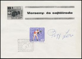 1975 Papp László, világbajnok ökölvívó aláírása box bélyegzéses lapon