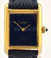 Cartier óra replika, köves felhúzószerkezettel, új bőr szíjjal. működő állapotban