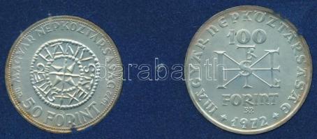 1972. 50Ft Ag + 100Ft Ag "Szent István" pár, ragasztott kék plasztiktokban T:BU
Adamo EM3...