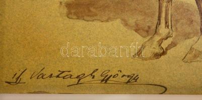 Ifj. Vastagh György (1868-1946): Ló. Tus-akvarell, papír, foltos, jelzett, 23,5×31,5 cm