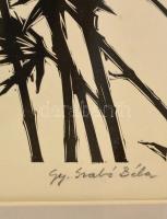 Gy. Szabó Béla (1905-1985): Kínai tó. Fametszet, papír, jelzett, üvegezett keretben, 44×52 cm