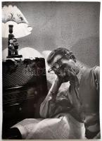 cca 1958 Dezső Pál (?-?) kecskeméti fotóművész hagyatékából feliratozott vintage fotó (Jó éjszakát felnőttek), 40x30 cm