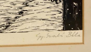 Gy. Szabó Béla (1905-1985): Bethlen bástya. Fametszet, papír, jelzett, üvegezett keretben, 52×44 cm