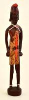 Afrikai férfi, faragott szobor, fa, m: 32,5 cm