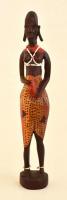 Afrikai nő, faragott szobor, fa, m: 31,5 cm
