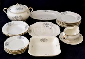 Drasche hiányos étkészlet, matricás, jelzett, kopott, összesen: 22 db