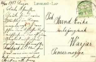 Lugos, Lugoj; Izraelita templom, zsinagóga. Héber felirat. Szidon József kiadása / synagogue. Hebrew...