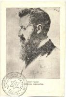 Herzl Tivadar, a cionizmus megalapítója. Keren Kajemeth segélylap / Theodor Herzl, father of modern political Zionism + Uniunea Cionista a Tanarilor Timisoara So. Stpl (vágott / cut)