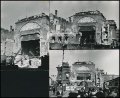 cca 1965 Budapest, a Nemzeti Színház bontása és a Blaha Lujza tér látképe 1966-ban, 5 db vintage fotó, 12x9 cm és 24x18 cm között