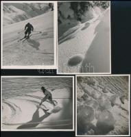 cca 1938 A tél örömei, dr. Csörgeő Tibor (1896-1968) budapesti fotóművész hagyatékából, 4 db vintage fotó, 9,5x8,5 cm és 8,5x11 cm között