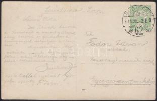 1911 Futballcsapat csoportképe, fotó, postán megküldve Gyergyószentmiklósra, 9×14 cm