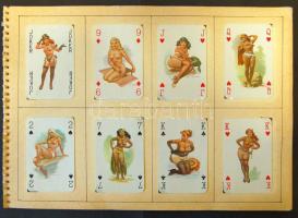 Erotikus francia-kártya teljes pakli  füzetlapokon felragasztva