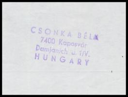 cca 1980 Csonka Béla pecséttel jelzett, vintage fotómontázsa dokufotópapíron, 21x15 cm