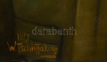 Chistjakov (Tschistjakow) jelzéssel: Katonaportré 1917, olaj, vászon, 41,5×32,5 cm