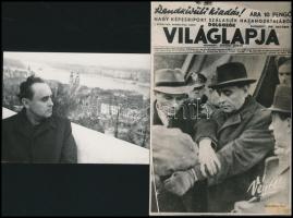 1945 Szálasi Ferencet a lerombolt Budapesttel szembesítik, vintage fotó + hozzáadva a Dolgozók Világlapja 1945 október 5. címlapjának másolatát, 9x12 cm és 17,5x11,5 cm