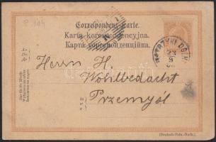 cca 1890 Jiddis nyelven írt levelezőlap Ustrzyki Dolnéból Przemyśl-be megküldve