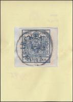 2kr black MP IIIb with 5mm margin on the right side on local cover "FÜNFKIRCHEN" Certifica...