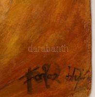 Fohl Ferenc (?-): Kirándulók. Olaj, farost, jelzett, sérült, 40×53 cm