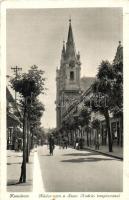 Komárom, Komárno; Nádor utca a Szent András templommal / street, church (EK)