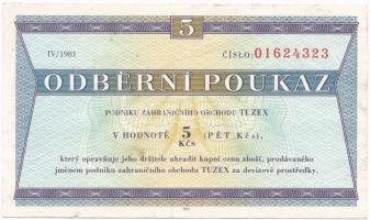 Csehszlovákia 1981. 5K utalvány T:III Czechoslovakia 1981. 5 Korun voucher C:F