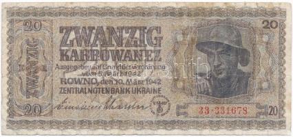 Ukrajna / Német megszállás 1942. 20K T:III-,IV Ukraine / German occupation 1942. 20 Karbowanez  C:VG,G