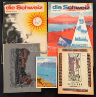 cca 1935-1947 Svájci úti prospektusok, nyomtatványok, 5 db. Változó állapotban.