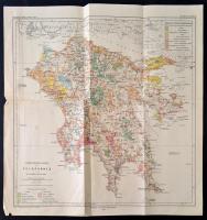 1895 Peloponészoszi félsziget geográfiai térképe, Gotha, Justus Perthes, szakadozott, 45x43 cm.