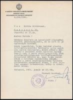 1960 Kossa István közlekedésügyi- és postaügyi miniszter személyes hangú levele, autográf aláírásával Vas Zoltán kommunista politikusnak, írónak. (1904-1965)