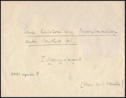 VÉDETT! 1941 Boldizsár Iván (1912-1988) író, politikus, újságíró, több újság főszerkesztőjének autog...