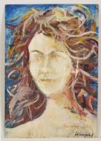 Schéner jelzéssel: Női portré. Olaj, farost, 54×38 cm