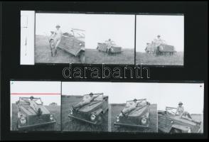 cca 1986 Lakótelepi lakásban és hadgyakorlaton, szolidan erotikus felvételek, 6 db vintage negatív +...