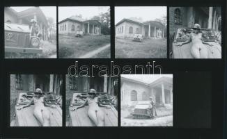 cca 1986 Lakótelepi lakásban és hadgyakorlaton, szolidan erotikus felvételek, 6 db vintage negatív +...