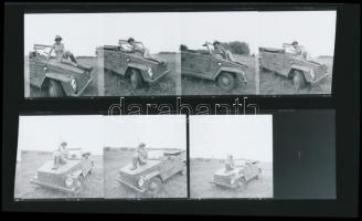 cca 1986 Lakótelepi lakásban és hadgyakorlaton, szolidan erotikus felvételek, 6 db vintage negatív +...