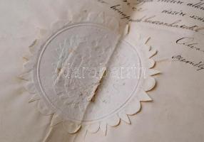 1862 Pest városa, törvényszéki ügyvéd díszes oklevele és esküje. Bars megyei ügyvédi kamara kihirdet...