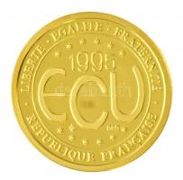 1995. Párizsi ECU / Francia Köztársaság jelzett Au emlékérem (3,10g/0.585/20mm) T:PP 1995. ECU de Paris / Republique Francaise Au commemorative medallion, hallmarked (3,10g/0.585/20mm) C:PP