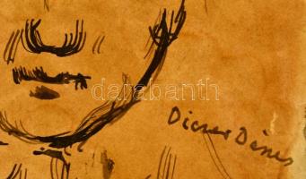 Diener jelzéssel: Férfi portré. Tus, papír, foltos, 19×16 cm