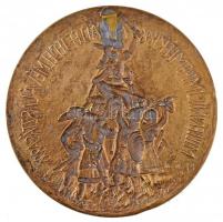 1896. "Milleniumi emlék / Árpád fejedelmé választása" aranyozott réz emlékplakett, hátolda...