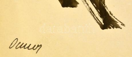 Ámos jelzéssel: Ülő női akt háttal. Tus-ceruza, papír, 29×21 cm