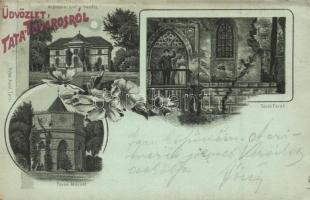 1899 Tatatóváros, Angolparki grófi kastély, Török mecset és fürdő; Nobel Adolf floral litho