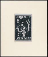 Tichy Gyula (1879-1920): Ex kibris, linómetszet-papír 7,5x5 cm