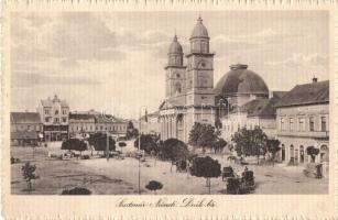 Szatmárnémeti, Satu Mare; Deák tér, Székesegyház, Takarékpénztár, Klein Vilmos üzlete, kiadja Reizer János / square, cathedral, savings bank, shop