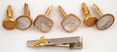 3 pár mandzsettagomb, egy repülős nyakkendőtű