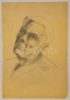 Gruber jelzéssel: Férfi portré. Szén, papír, 30×21 cm