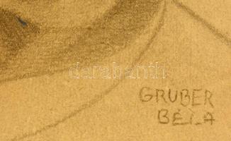 Gruber jelzéssel: Férfi portré. Szén, papír, 30×21 cm