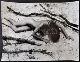 cca 1983 Menesdorfer Lajos (1941-2005) budapesti fotóművész hagyatékából, pecséttel jelzett, feliratozott, vintage fotóművészeti alkotás (Az elhagyott bolygó), 30x40 cm