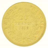 Franciaország / Második Császárság 1859A 20Fr Au "III. Napóleon" (6,43g/0.900) T:2,2- ph.,...