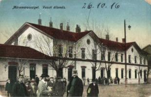 1916 Máramarossziget, Sighetu Marmatei; vasútállomás / Bahnhof / railway station (EK)